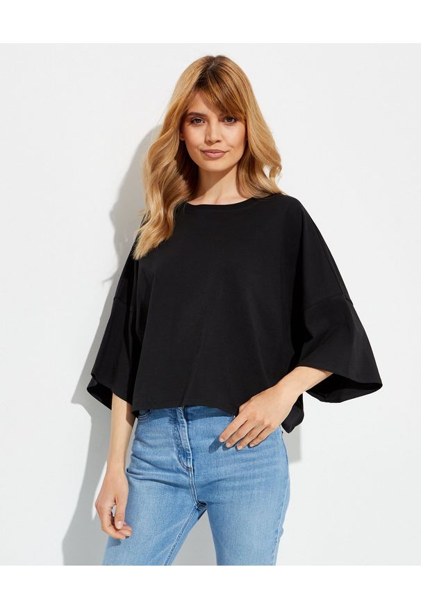 ALEXANDRE VAUTHIER - Czarna koszulka oversize. Kolor: czarny. Materiał: bawełna