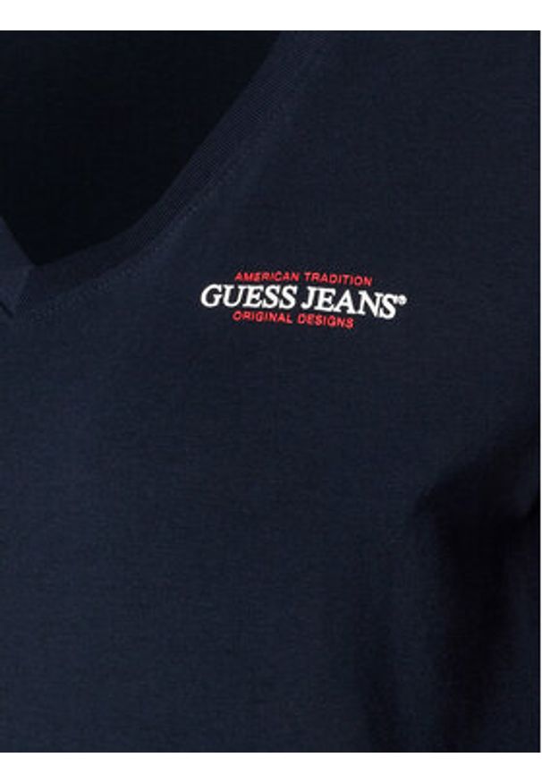 Guess Jeans Bluzka W4YI21 J1314 Granatowy Slim Fit. Kolor: niebieski. Materiał: bawełna