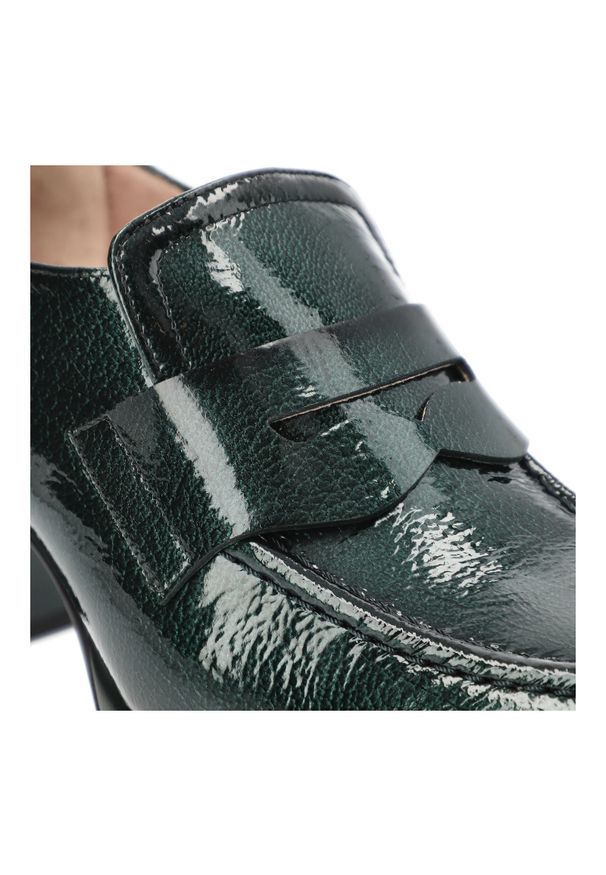 Zielone Półbuty Hispanitas Buty Na Słupku. Kolor: zielony. Materiał: materiał, skóra, lakier. Obcas: na słupku. Styl: klasyczny, elegancki. Wysokość obcasa: średni