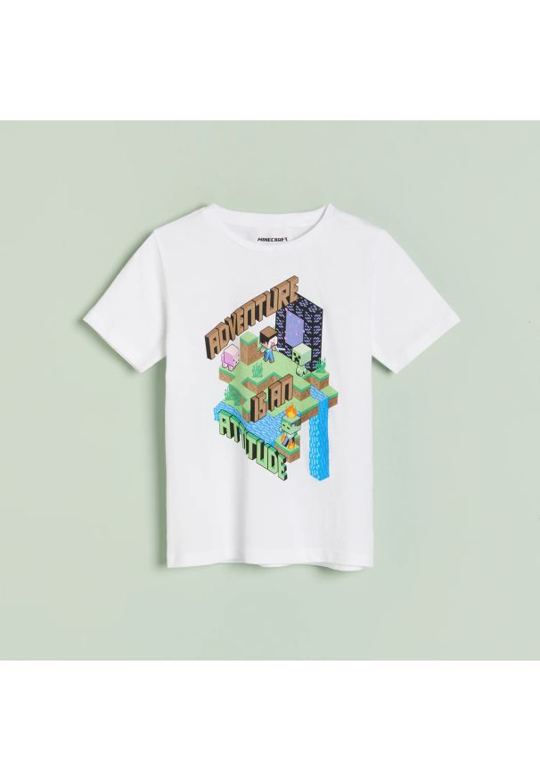 Reserved - Bawełniany t-shirt Minecraft - Biały. Kolor: biały. Materiał: bawełna