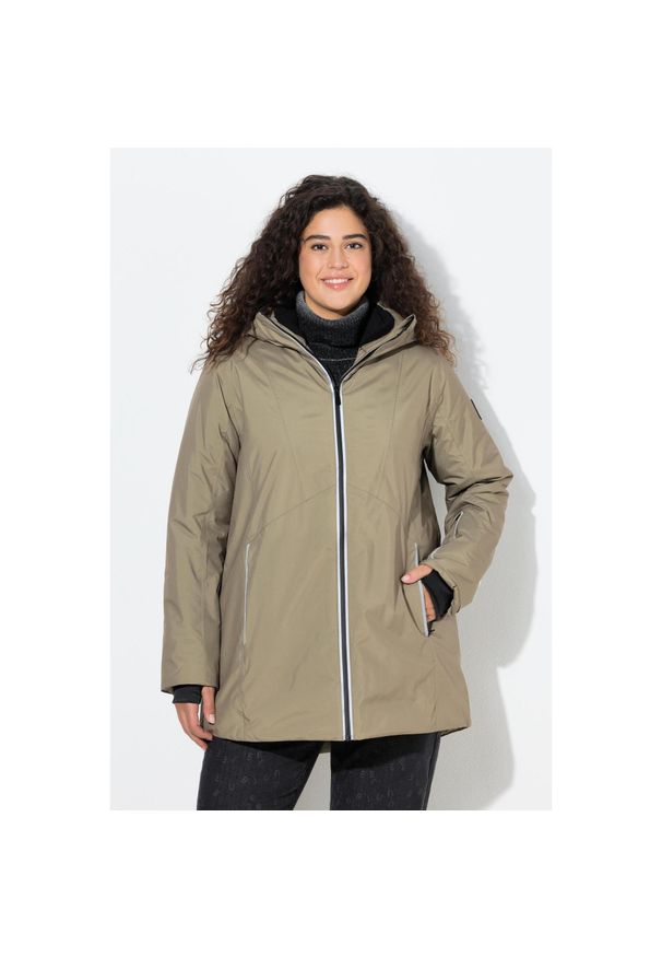 ULLA POPKEN - Damskie Kurtka funkcyjna HYPRAR wodoodporna trapezowy krój kaptur. Kolekcja: plus size. Kolor: zielony. Materiał: poliester, materiał