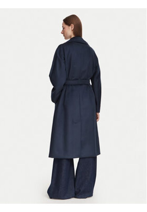 Weekend Max Mara Płaszcz wełniany Resina 2625016021 Granatowy Regular Fit. Kolor: niebieski. Materiał: wełna