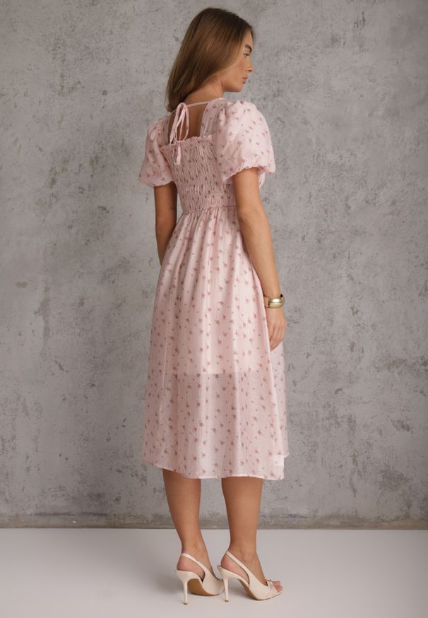 Renee - Różowa Rozkloszowana Sukienka z Tencelu w Stylu Baby Doll w Kwiatowy Print Harele. Okazja: na co dzień. Kolor: różowy. Wzór: nadruk, kwiaty. Typ sukienki: rozkloszowane. Materiał: poliester. Długość rękawa: krótki rękaw. Sezon: lato. Styl: casual. Długość: mini