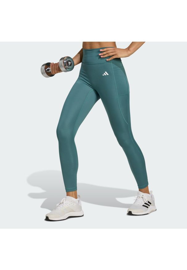 Adidas - Legginsy 7/8 bez szwu z przodu Optime Essentials. Kolor: niebieski. Technologia: ClimaCool (Adidas). Wzór: gładki