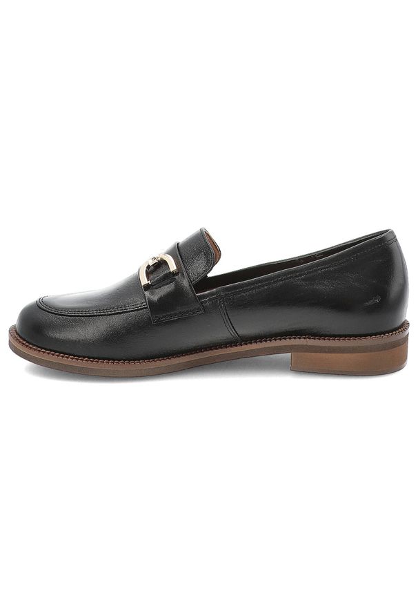 Czarne Półbuty Armodo Stylowe Wsuwane Obuwie Damskie. Okazja: na co dzień. Zapięcie: bez zapięcia. Kolor: czarny. Materiał: skóra. Wzór: aplikacja. Styl: elegancki