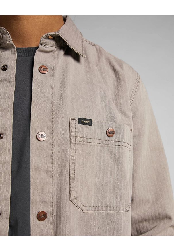 Lee - LEE OVERSHIRT MĘSKA KOSZULA MUD STONE L66BQP55 112145363