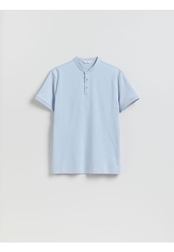Reserved - Koszulka polo slim - jasnoniebieski. Typ kołnierza: polo. Kolor: niebieski. Materiał: dzianina, bawełna
