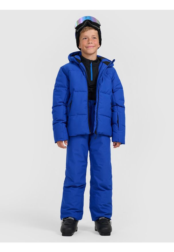 4f - 4F Kurtka narciarska membrana 5000 chłopięca - niebieska 164 (13-14 lat). Okazja: na co dzień. Kolor: niebieski. Materiał: poliester, materiał. Wzór: gładki. Sezon: lato. Styl: casual