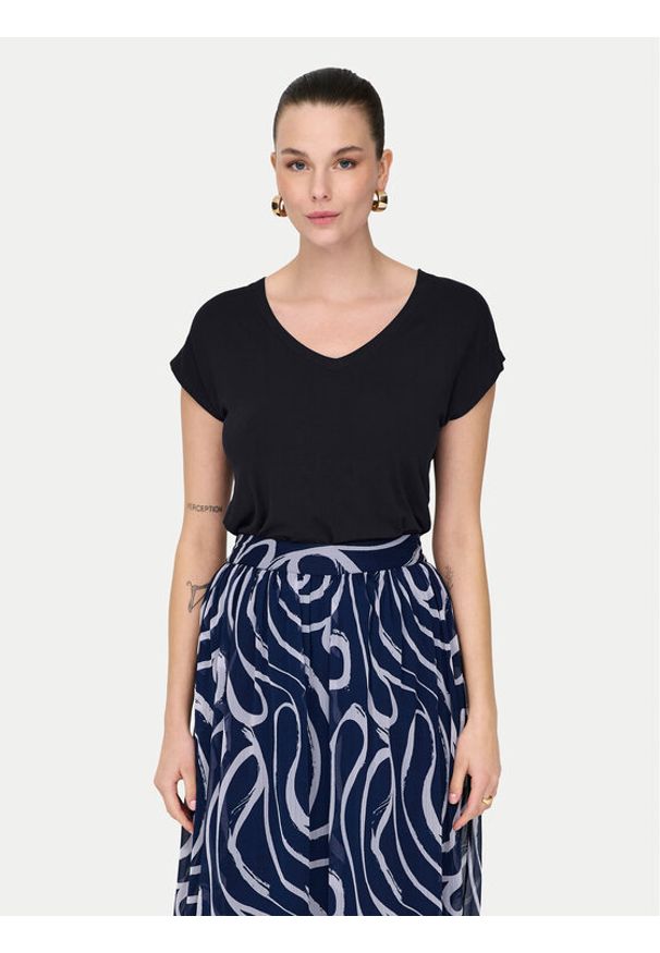 only - ONLY T-Shirt Rilla 15315776 Czarny Regular Fit. Kolor: czarny. Materiał: wiskoza