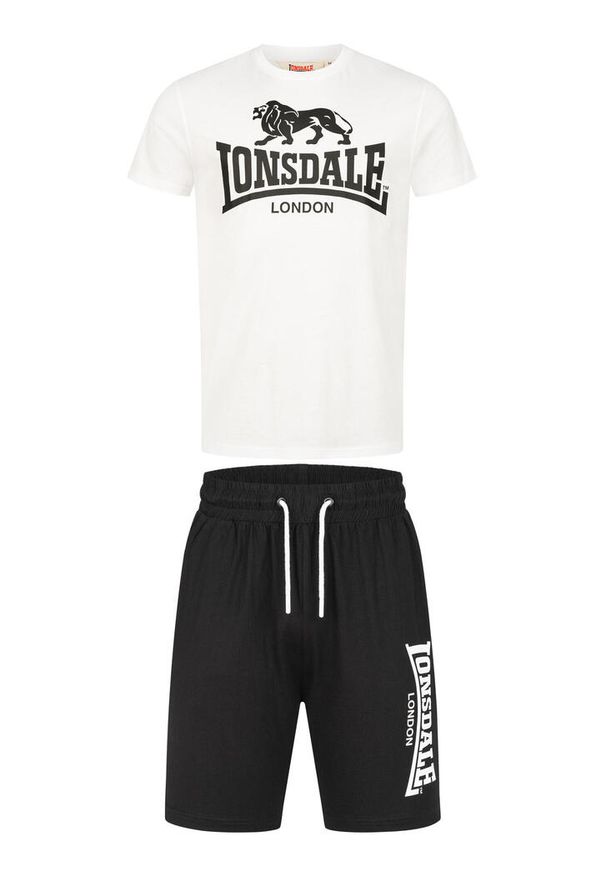Zestaw t-shirt i szorty Lonsdale Mair. Kolor: wielokolorowy, biały, czarny. Materiał: dresówka