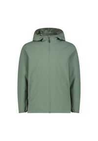 Kurtka przeciwdeszczowa z stałym kapturem CMP. Kolor: zielony. Materiał: softshell. Sport: turystyka piesza #1