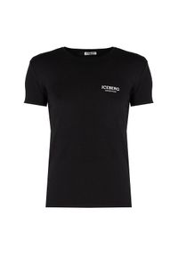 Iceberg T-shirt "C-neck" | ICE1UTS01 | Mężczyzna | Czarny. Kolor: czarny. Materiał: elastan, bawełna. Wzór: nadruk