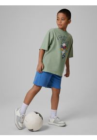 4f - 4F T-shirt loose z nadrukiem chłopięcy - miętowy 158 (12-13 lat). Okazja: na co dzień, na uczelnię. Kolor: turkusowy. Materiał: dzianina, materiał, dresówka, bawełna, skóra. Wzór: nadruk. Sezon: lato. Styl: casual, sportowy #2