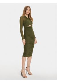 BARDOT Sukienka koktajlowa Aliyah 56305DB Khaki Slim Fit. Kolor: brązowy. Materiał: syntetyk. Styl: wizytowy