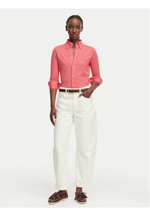 Polo Ralph Lauren Koszula 211924258503 Czerwony Slim Fit. Typ kołnierza: polo. Kolor: czerwony. Materiał: bawełna