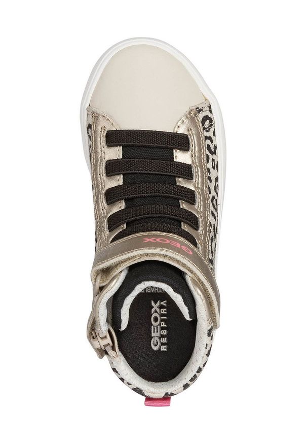 Geox sneakersy dziecięce kolor beżowy. Nosek buta: okrągły. Zapięcie: rzepy. Kolor: beżowy. Materiał: guma