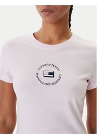 Tommy Jeans T-Shirt DW0DW22273 Różowy Slim Fit. Kolor: różowy. Materiał: bawełna #4