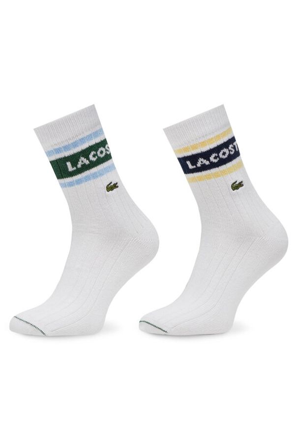 Lacoste Zestaw 2 par wysokich skarpet unisex RA9304 Biały. Kolor: biały. Materiał: materiał, bawełna