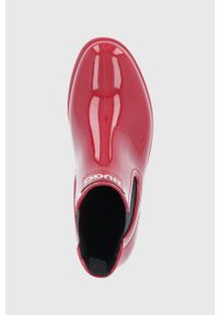 Hugo - Kalosze. Nosek buta: okrągły. Kolor: czerwony. Materiał: materiał, guma. Wzór: gładki #4