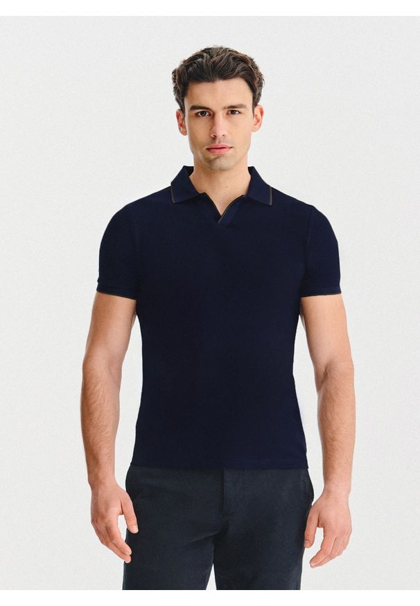 Pako Lorente - PAKO LORENTE - T-shirt polo granatowy. Okazja: na co dzień. Typ kołnierza: polo. Kolor: niebieski, zielony. Materiał: bawełna. Sezon: jesień. Styl: casual