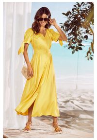 Sukienka z wiskozy bonprix żółty kanarkowy. Kolor: żółty. Materiał: wiskoza #6