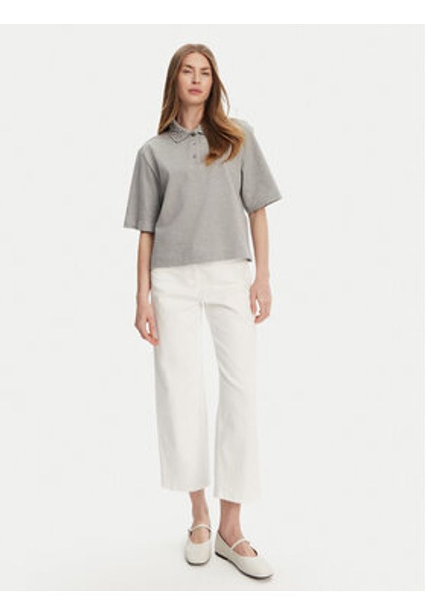 Marella Polo Gonzaga 2513951014 Szary Relaxed Fit. Typ kołnierza: polo. Kolor: szary. Materiał: bawełna