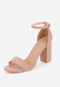 Born2be - Jasnoróżowe Sandały Vices na Obcasie ze Skórzaną Wkładką Lishiria. Okazja: na ślub cywilny, na wesele. Zapięcie: sprzączka. Kolor: różowy. Materiał: skóra. Obcas: na obcasie. Styl: elegancki, klasyczny. Wysokość obcasa: średni #2