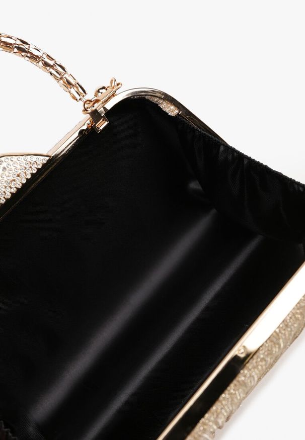 Born2be - Złota Torebka na Ramię i do Ręki Typu Kopertówka Ozdobiona Brokatem Zarolita. Kolor: złoty. Wzór: aplikacja. Styl: elegancki. Rodzaj torebki: do ręki