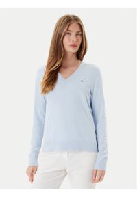 TOMMY HILFIGER - Tommy Hilfiger Sweter WW0WW40098 Błękitny Regular Fit. Kolor: niebieski. Materiał: syntetyk