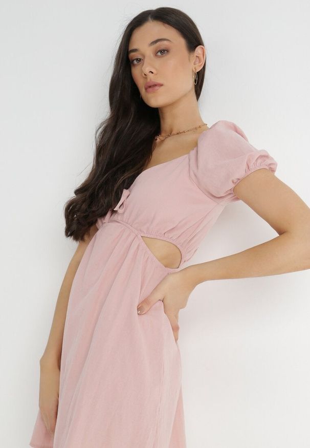 Born2be - Różowa Sukienka Roatta. Kolor: różowy. Materiał: bawełna. Wzór: jednolity. Sezon: lato. Długość: mini