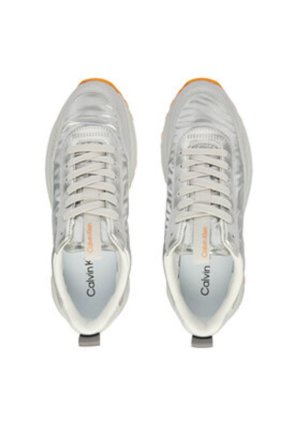 Calvin Klein Sneakersy Hike Runner Lace Up Pearl Ny YW0YW02043 Srebrny. Kolor: srebrny. Materiał: skóra