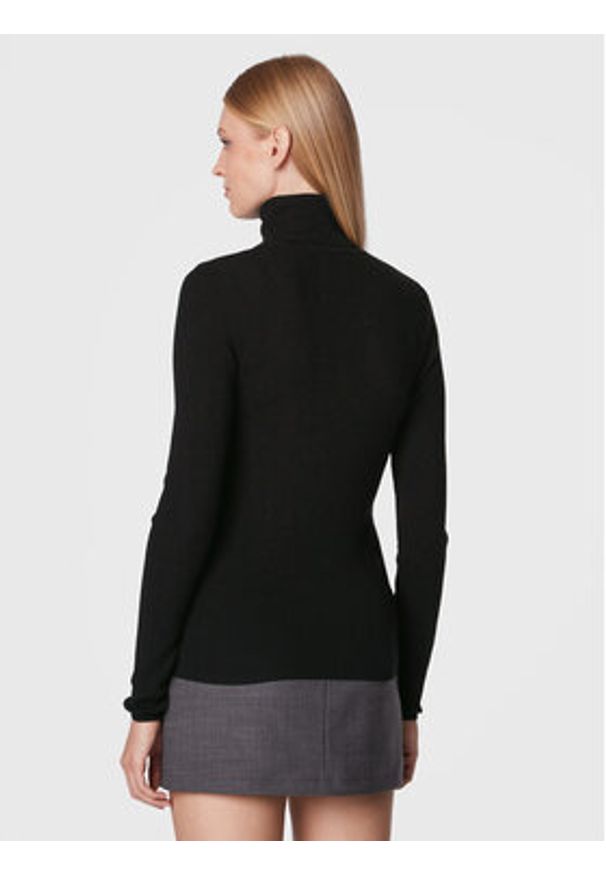 Herskind Golf Bob 4528825 Czarny Slim Fit. Typ kołnierza: golf. Kolor: czarny. Materiał: wełna