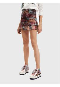Desigual Spódnica mini Bora 22WWFK03 Kolorowy Slim Fit. Materiał: syntetyk. Wzór: kolorowy