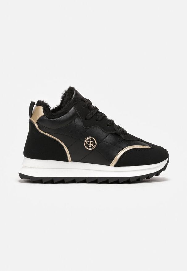 Born2be - Czarne Ocieplane Sneakersy na Platformie z Protektorem Solina. Kolor: czarny. Sezon: zima. Obcas: na platformie