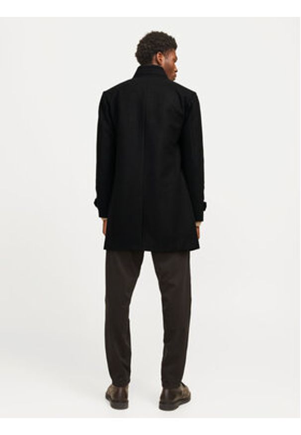 Jack & Jones Płaszcz wełniany Melton 12258672 Czarny Regular Fit. Kolor: czarny. Materiał: syntetyk