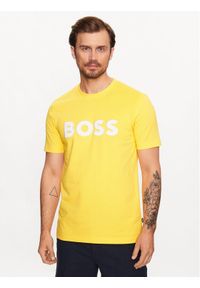 BOSS - Boss T-Shirt 50486200 Żółty Regular Fit. Kolor: żółty. Materiał: bawełna