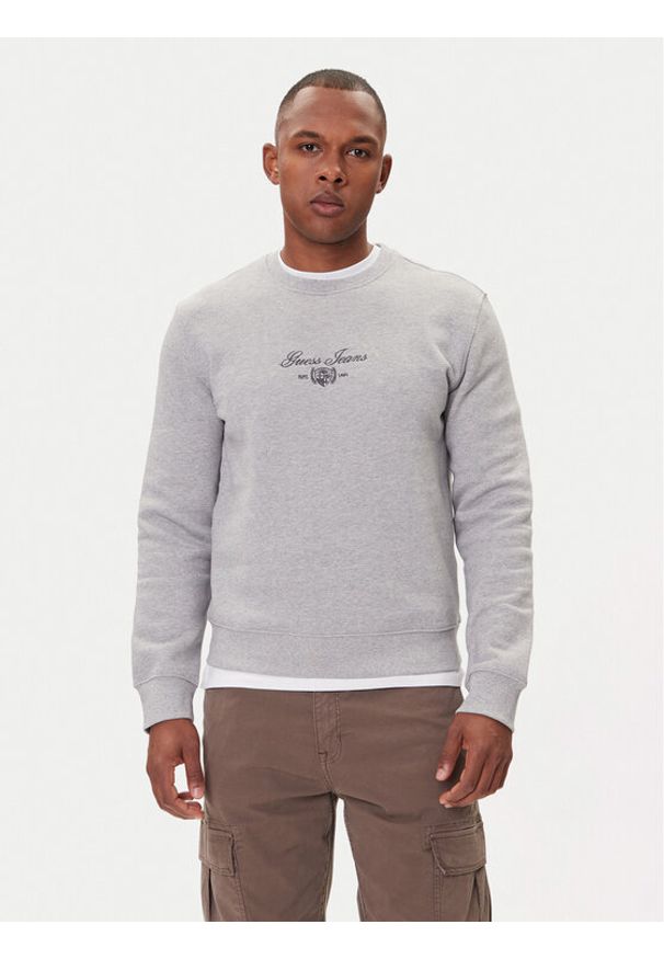 Guess Jeans Bluza M5BQ35 K9V31 Szary Slim Fit. Kolor: szary. Materiał: bawełna