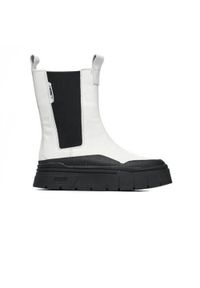 Buty do chodzenia damskie Puma Mayze Stack Chelsea Wns. Wysokość cholewki: za kostkę. Zapięcie: sznurówki. Kolor: biały. Materiał: guma, skóra, tkanina. Szerokość cholewki: normalna. Sport: turystyka piesza