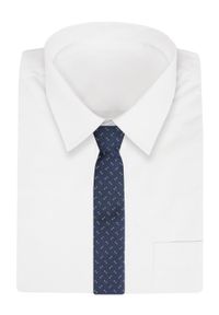 Męski Krawat - Granatowy w Kwiatuszki - Angelo di Monti. Kolor: niebieski. Materiał: tkanina. Styl: elegancki, wizytowy #2