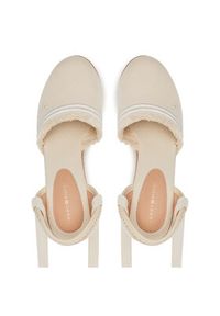 TOMMY HILFIGER - Tommy Hilfiger Espadryle Fringe Canvas High Wedge FW0FW08878 Écru. Kolor: kremowy. Materiał: materiał #2