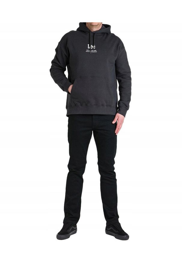 Lee - LEE LOGO LOOSE HOODIE MĘSKA BLUZA WASHED BLACK L83UTJON 112144595