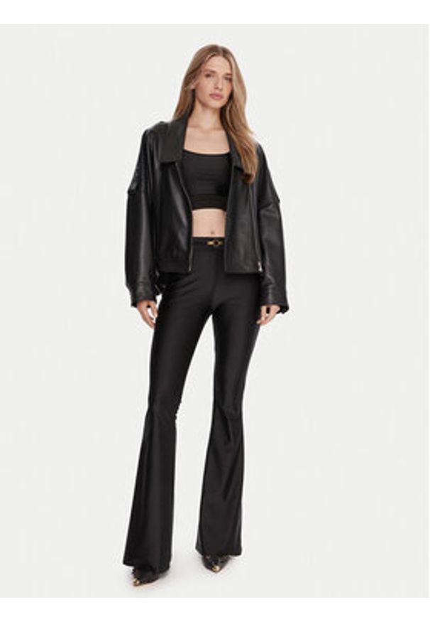 Just Cavalli Legginsy 79PAC1C1 J0108 Czarny Flare Fit. Kolor: czarny. Materiał: bawełna