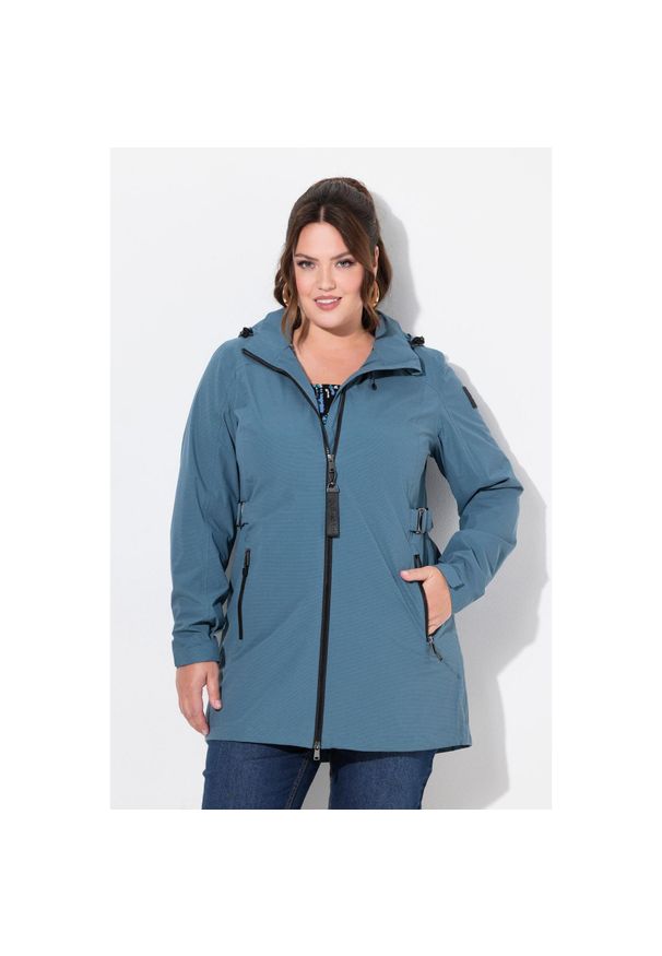 ULLA POPKEN - Damskie Kurtka funkcyjna HYPRAR wodoodporna trapezowy krój kaptur. Kolekcja: plus size. Kolor: szary. Materiał: poliamid, poliester, materiał, elastan. Sport: turystyka piesza