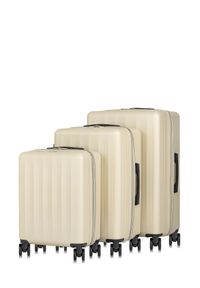Ochnik - Komplet walizek na kółkach 19''/24''/28''. Kolor: beżowy. Materiał: materiał, poliester, guma #1