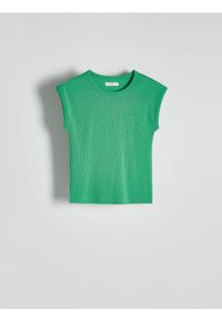 Reserved - T-shirt kimono - zielony. Kolor: zielony. Materiał: dzianina, bawełna