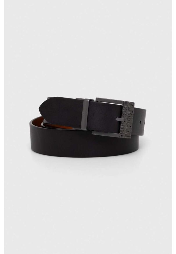 Armani Exchange pasek dwustronny męski kolor czarny. Kolor: czarny