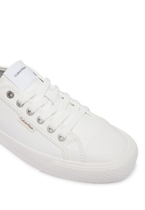 Calvin Klein Trampki Vulc Lace Up Low Lth HW0HW03077 Biały. Kolor: biały. Materiał: skóra