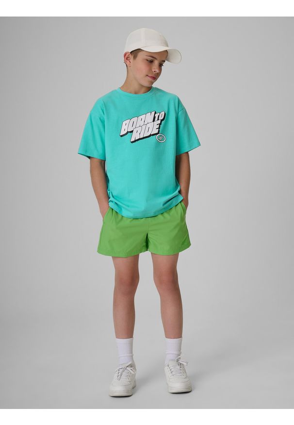 4f - 4F T-shirt regular z nadrukiem chłopięcy - miętowy 158/164 (12-14 lat). Okazja: na co dzień. Kolor: miętowy. Materiał: materiał, bawełna, dzianina. Wzór: nadruk. Sezon: lato. Styl: casual