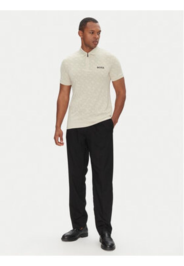 BOSS Polo Philix Toc Jq 50538106 Beżowy Slim Fit. Typ kołnierza: polo. Kolor: beżowy. Materiał: syntetyk