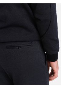 Ombre Clothing - Komplet męski kurtka + szorty z dzianiny żakardowej - granatowy V1. Kolor: niebieski. Materiał: żakard, dzianina. Wzór: nadruk #3